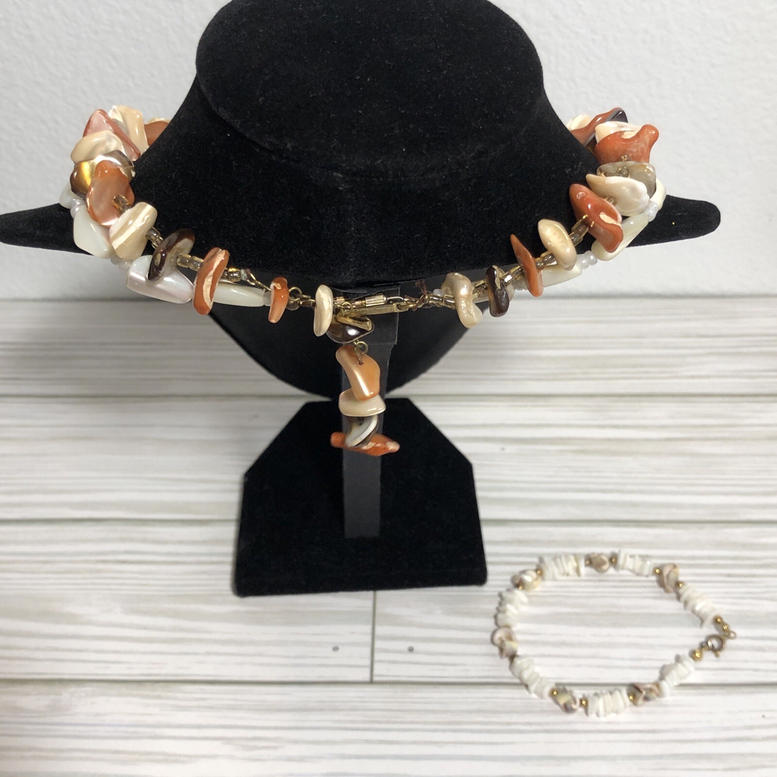 VTG Hawaiian Beach Natural Shell Necklace Bracelet lot MOP White Summer Core