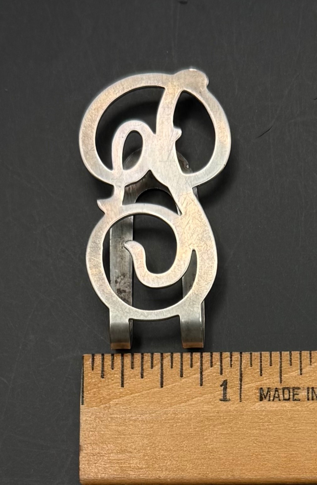 925 Sterling Silver Antique Money Clip Letter “P” Stylized Script by AL Wagner