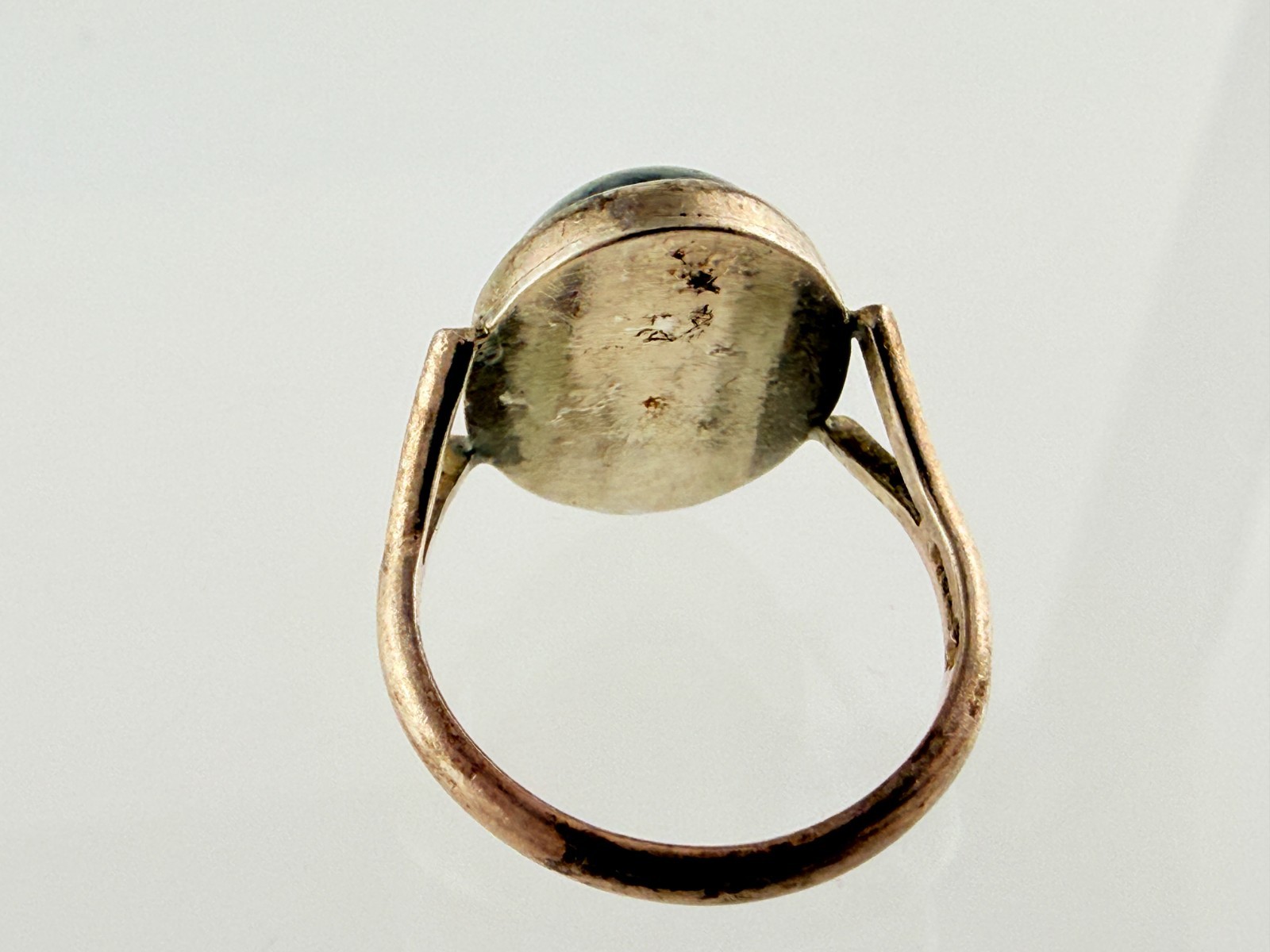 Vintage Swedish Sterling Silver Moss Agate Ring 925 Size 5.5 Three Crown Mark
