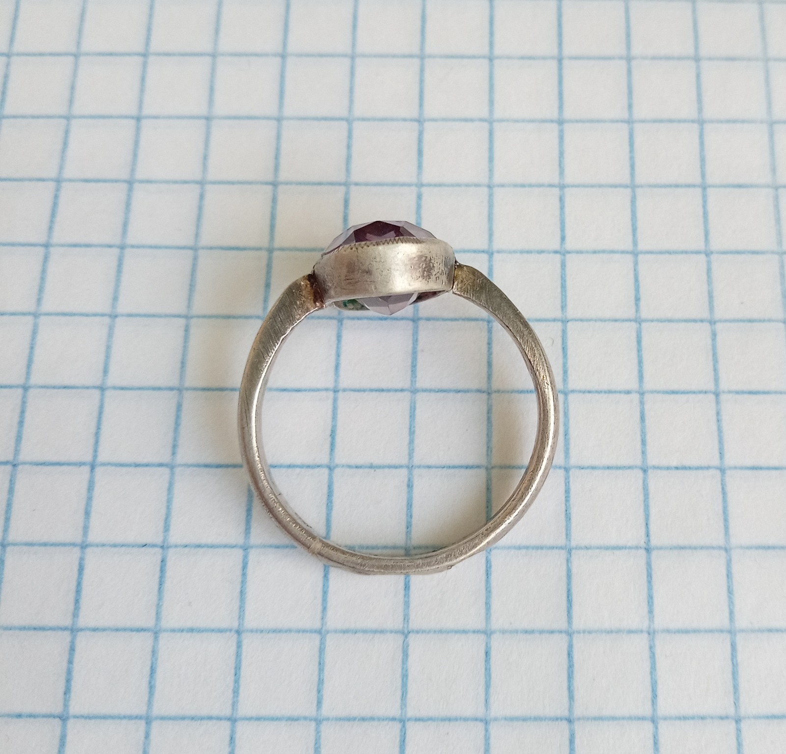 Vintage Beautiful Ring purple stone Silver 875 star USSR times Jewelry size 6.75
