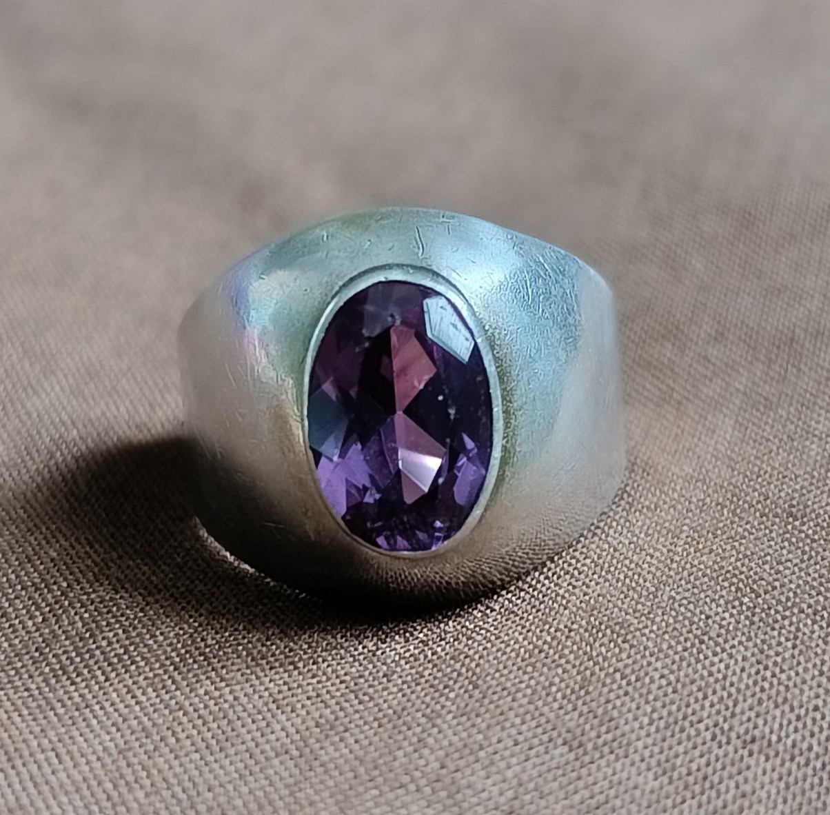 Soviet Silver 875 Ring Size 10.5 Purple Stone 7.19g Vintage USSR – Read Desc