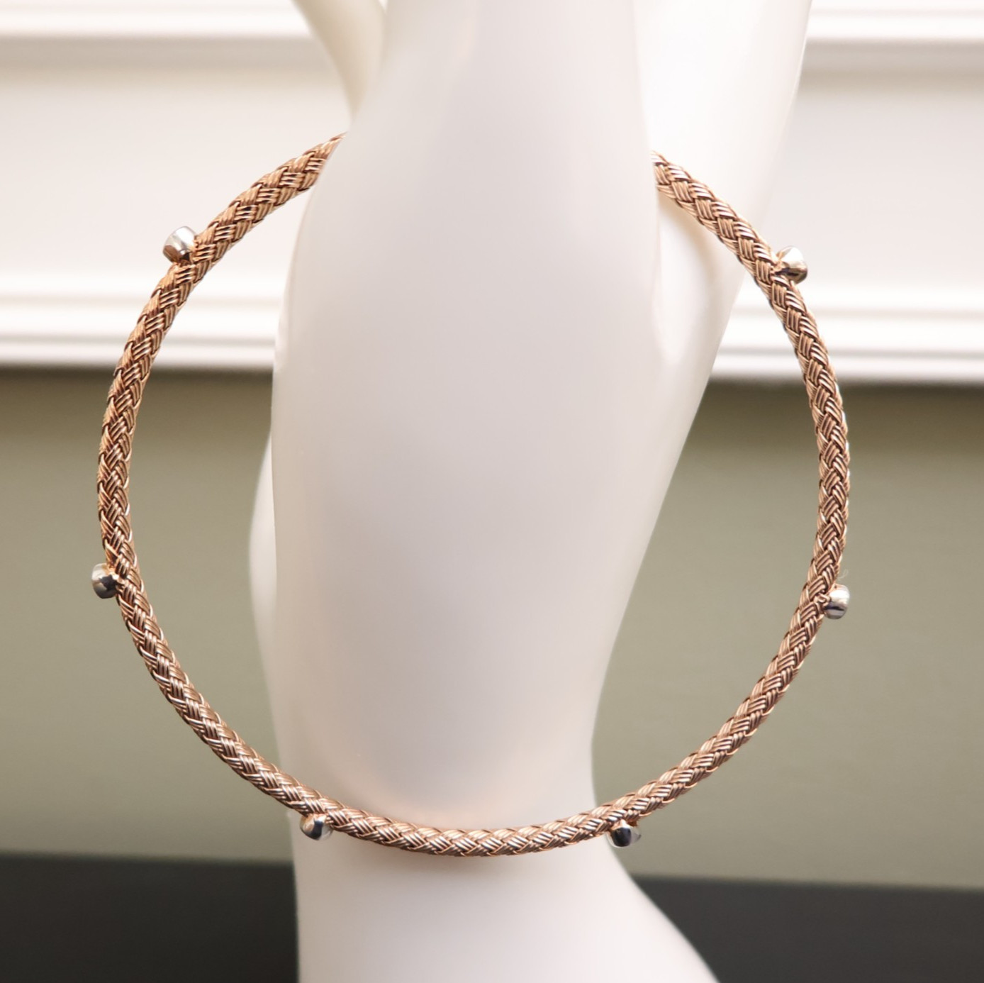 JCM Jewelry bracelet 18K rose gold clad 925 sterling silver DMQ stations 7.25in