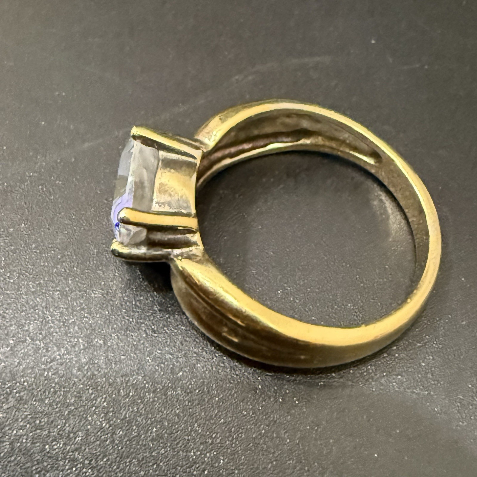 UTC 925 Vermeil Gold Over Sterling Silver Mystic Topaz Trillion Cut Ring Size 8