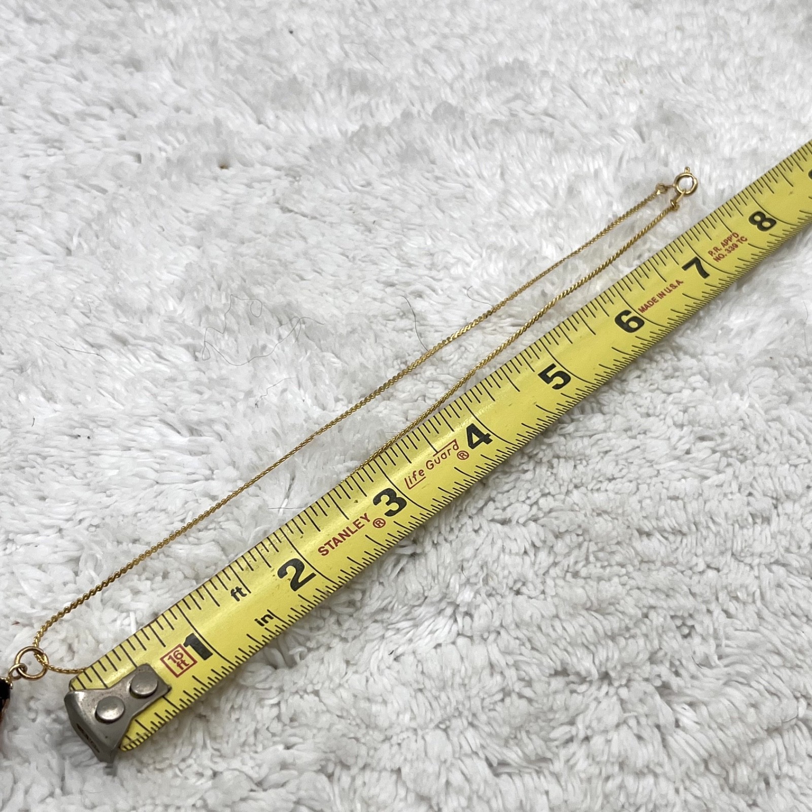 Vintage Gold Foil Pendant Necklace Glass Teardrop 16″