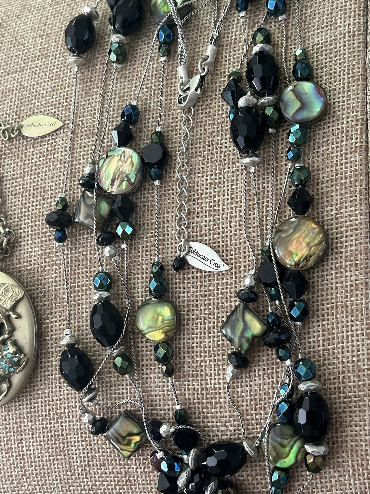 Vintage Signed Lot Coldwater Creek Necklaces Pendant Locket MOP Silver Gold Tone