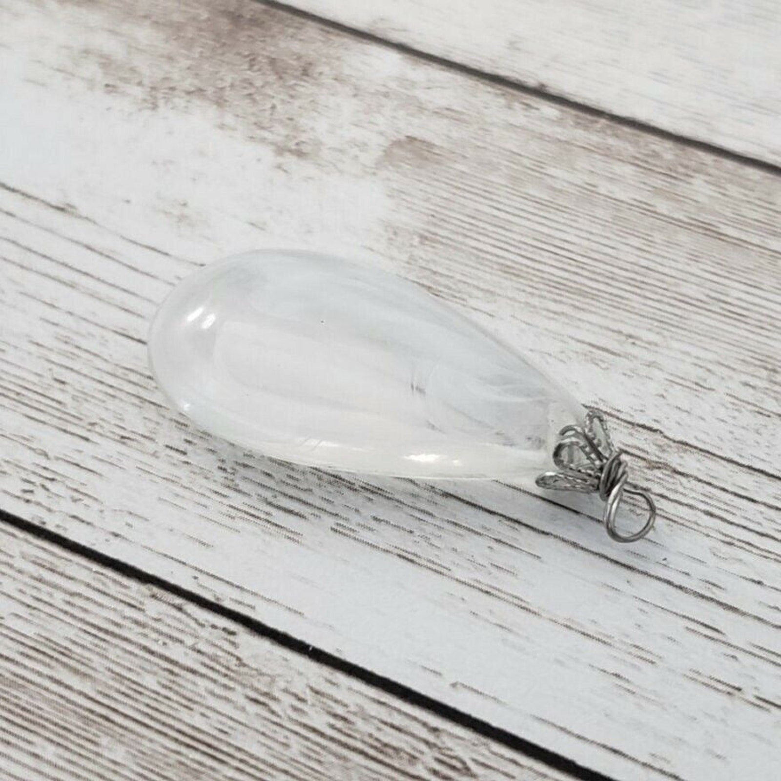 Vintage Pendant Clear with Milky Swirls No Chain Included