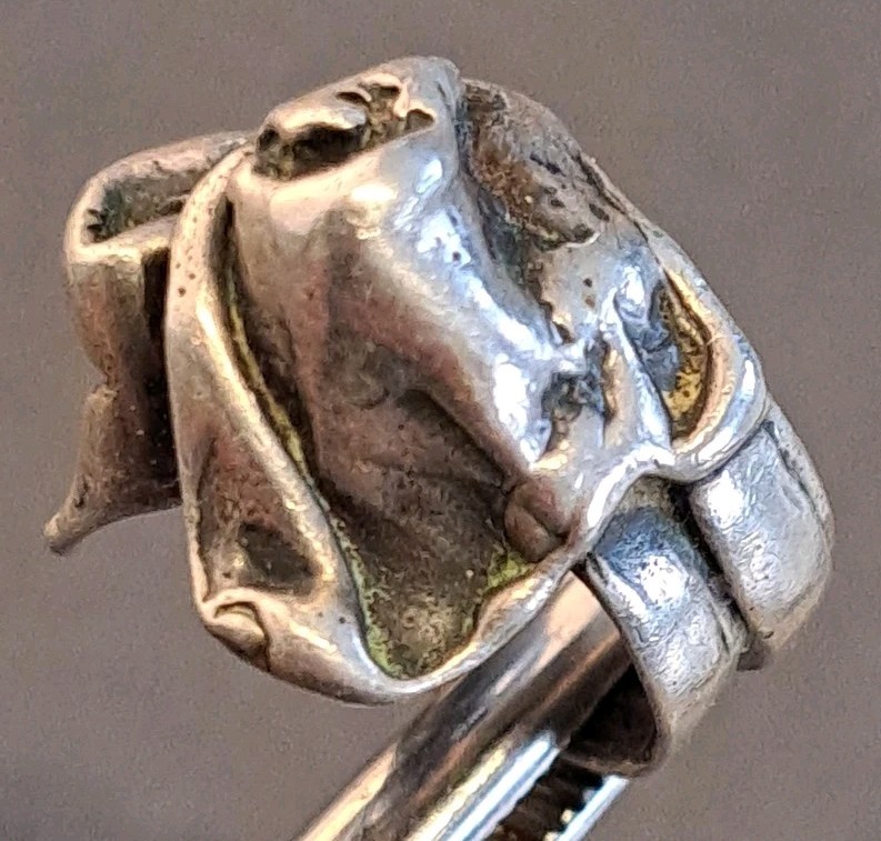 MODERNIST BRUTALIST Sterling Silver DOMED Sculptural Wide Tapered Band Ring 4.25