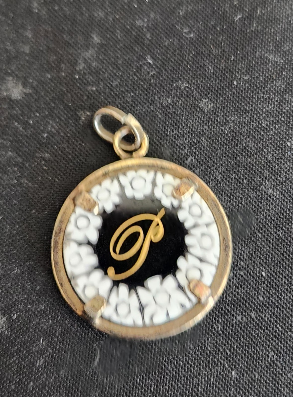 Vintage Glass Pendant Letter by Murrina Letter P Initial Sterling Silver