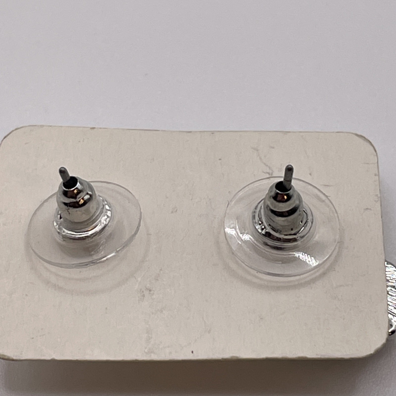Earrings Vintage High Quality Acrylic Gem Stone Silver Tone Metal Stud Jewelry