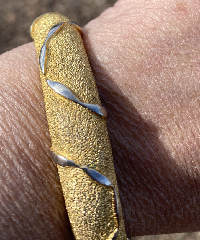 Vintage KJL GoldTone -Stamped with a capital S, Hinged and Signed Bangle