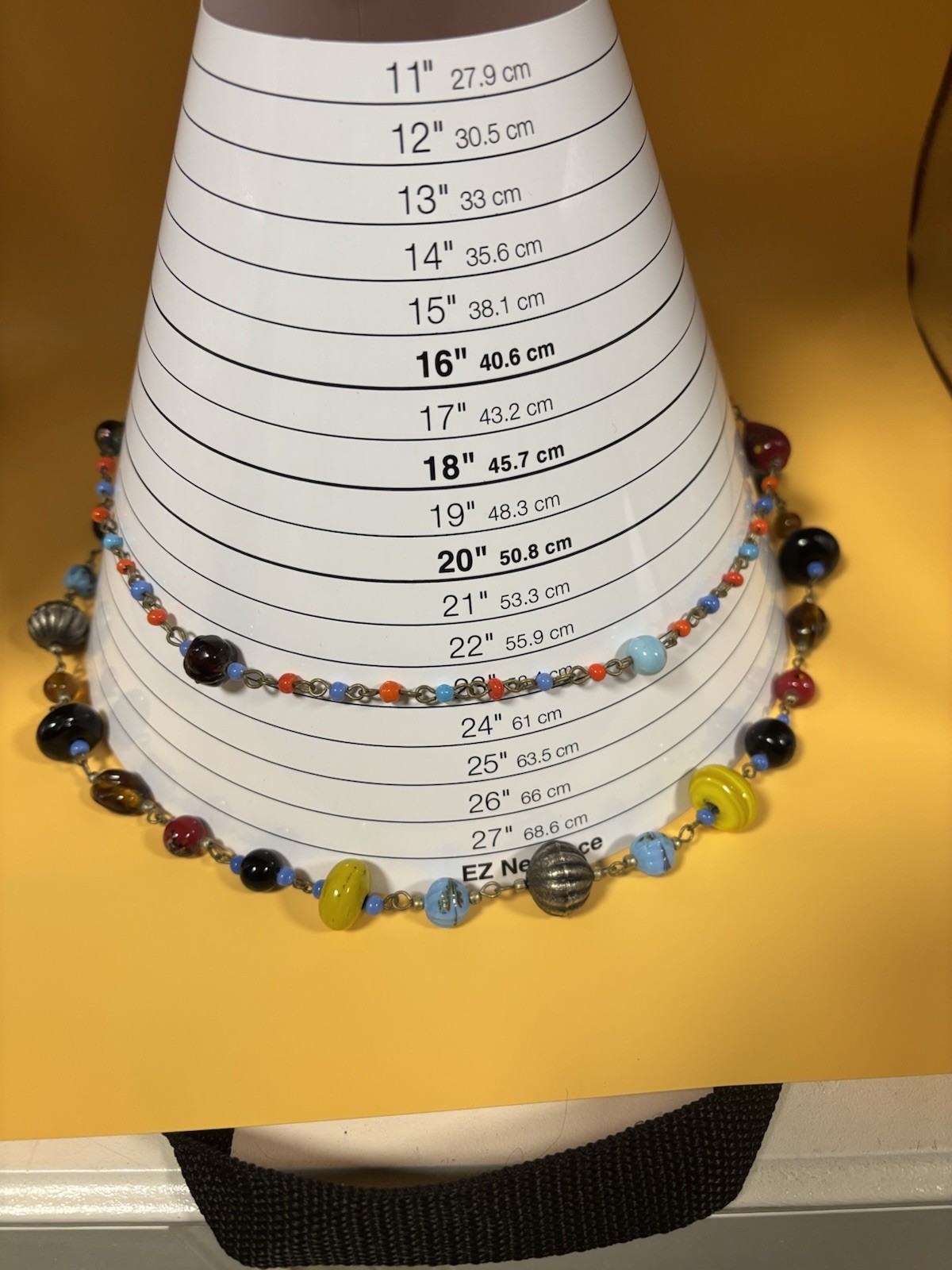 Czech Style Art Glass Necklace Double Strand Boho Lampwork Beaded Blue Yellow