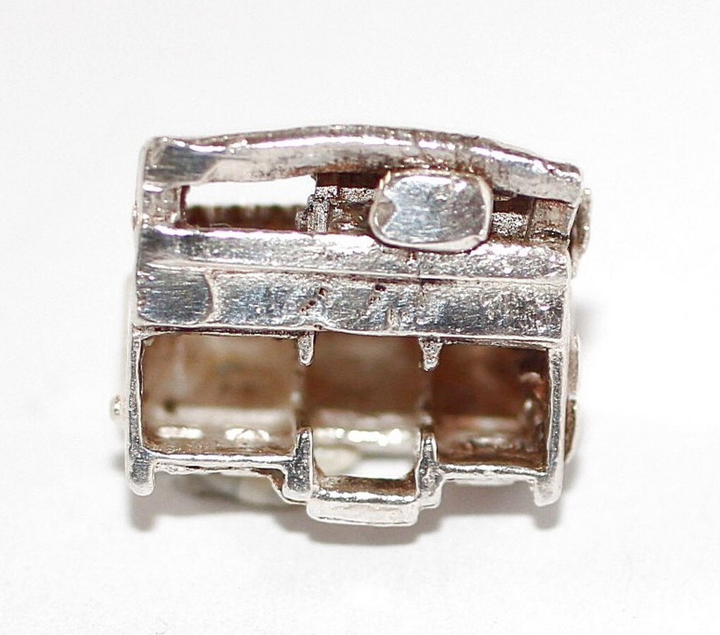 Rare Vintage MOVING Sterling Silver Train At Station Bracelet Charm 4.3g