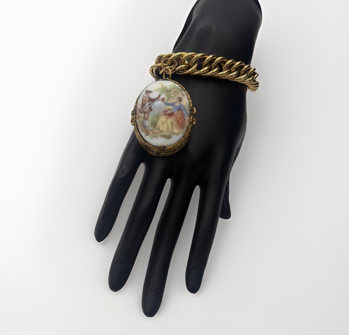 Vintage Mary Chess Gold‑Tone Locket Bracelet Collectable Perfume Jewelry
