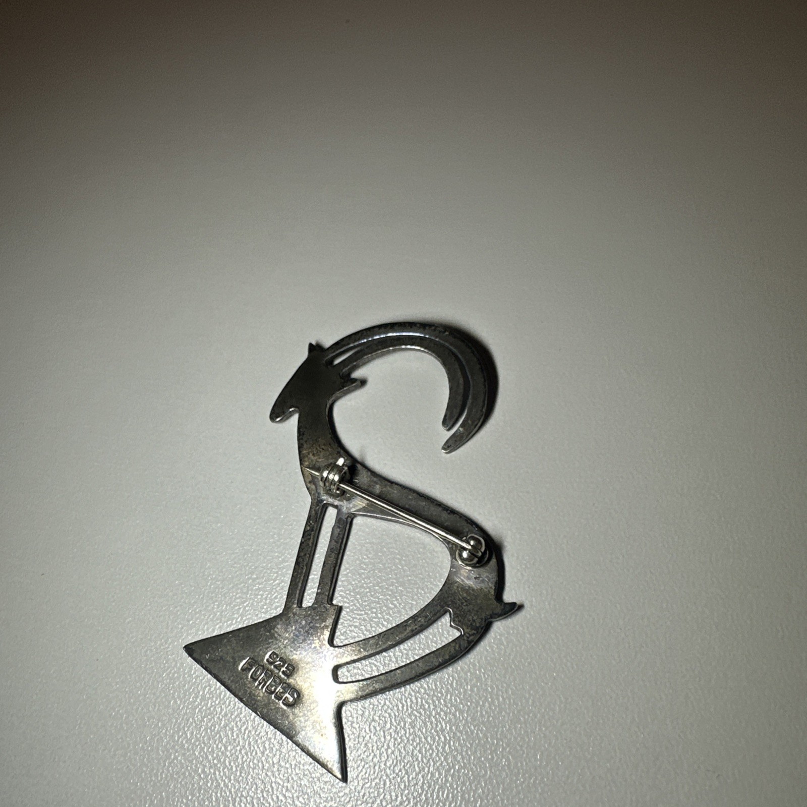Vintage Modernist Ram Goat Brooch Pin Forbes Sterling Silver Antelope 2”