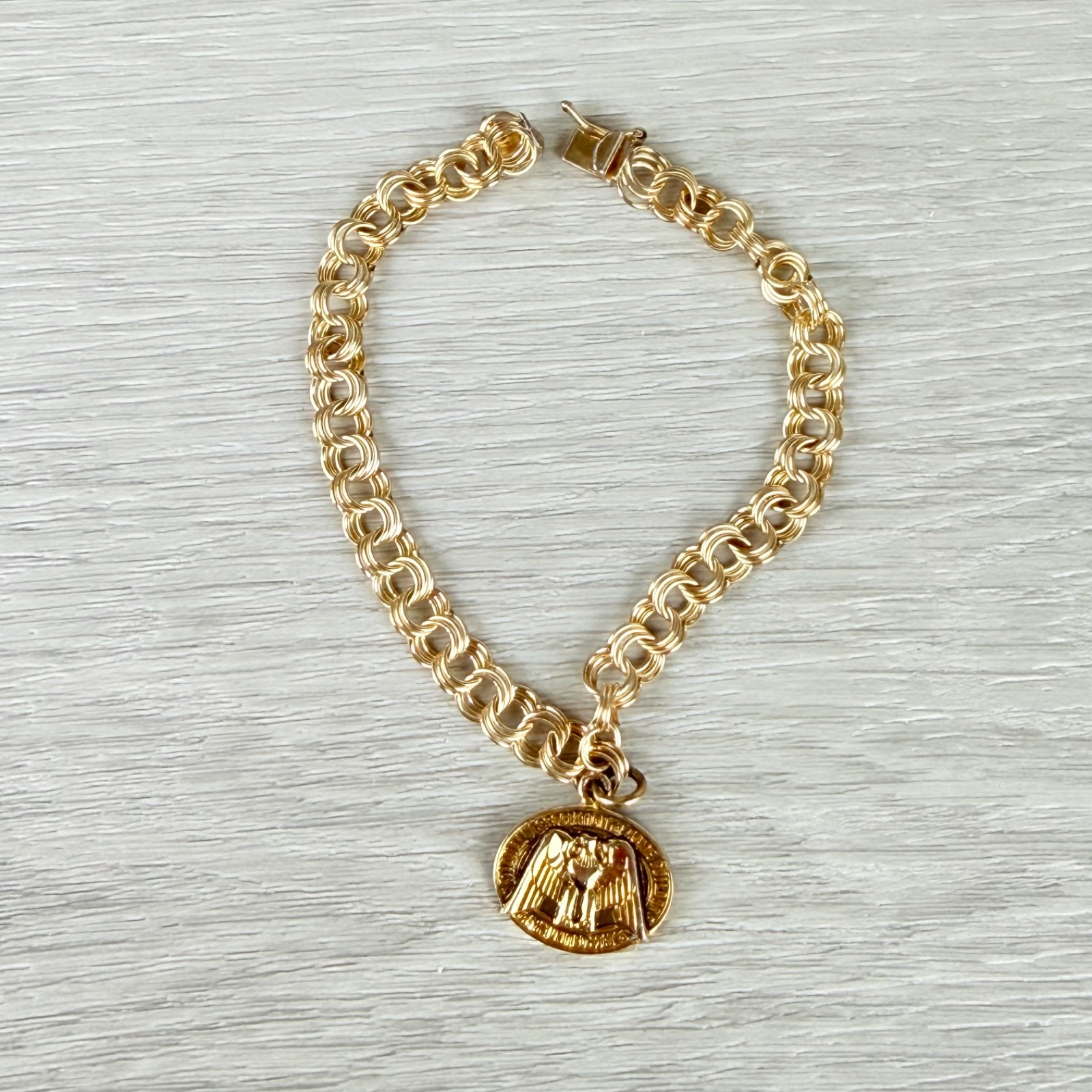 Vintage Krementz Gold Filled Plated or Overlay Starter Charm Bracelet w/ Charm