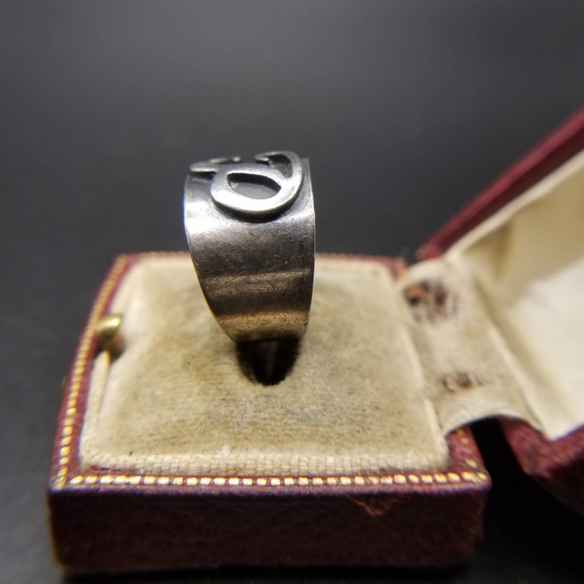 W.J.BRICE Initial Letter P Monogram 925 Silver Vintage Ring Silver Ring Wide