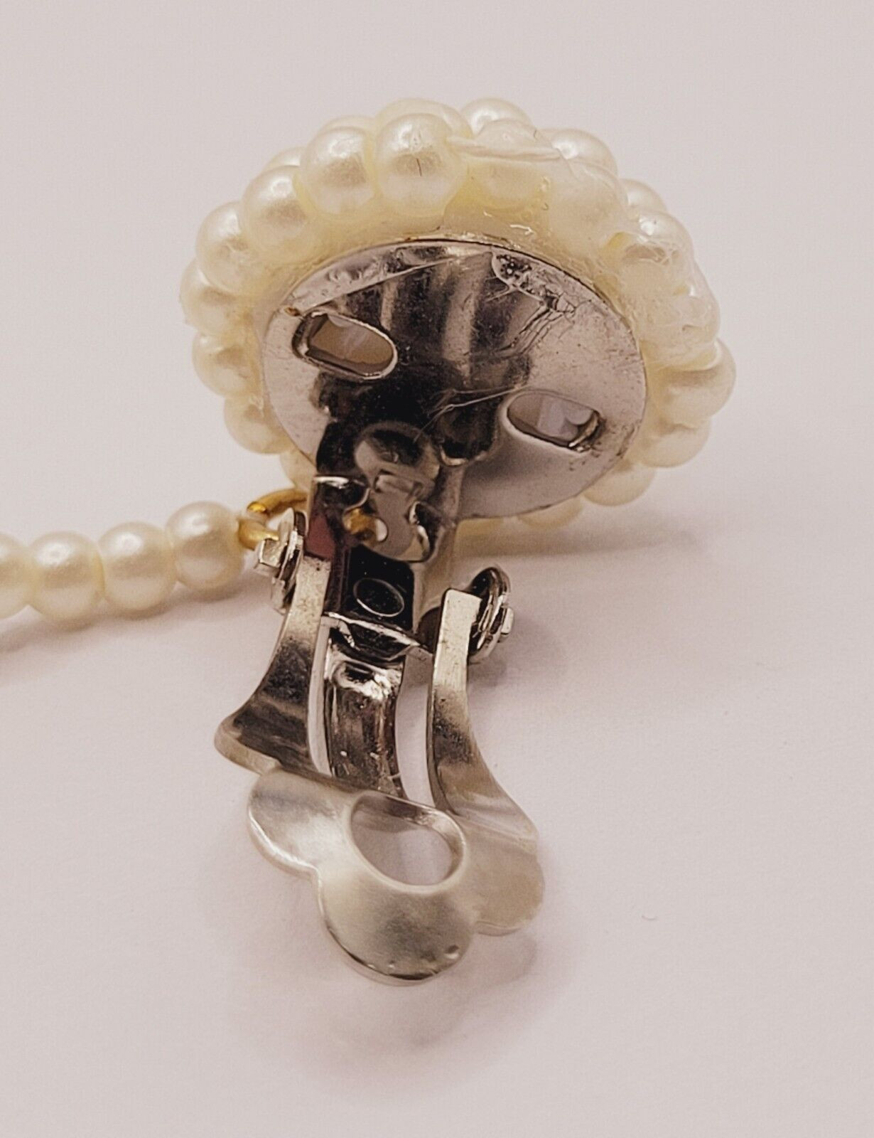 Unique Ball Drop Dangle with Faux Pearl Long Beaded Costume Clip On Earrings