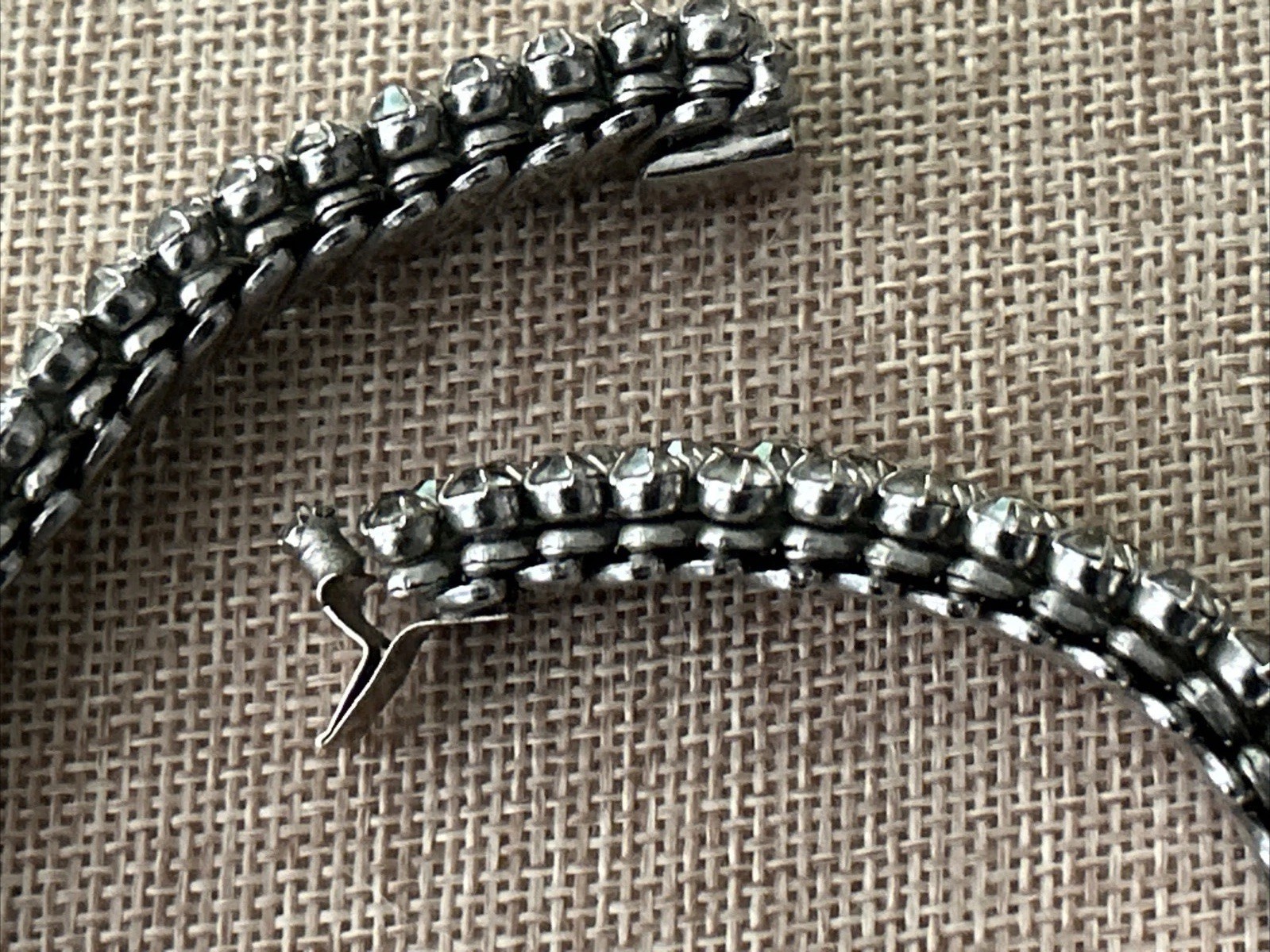 VTG 60s Rhinestone Stretch Expansion Trio-Cut Estate NECKLACE Statement 12.5 in