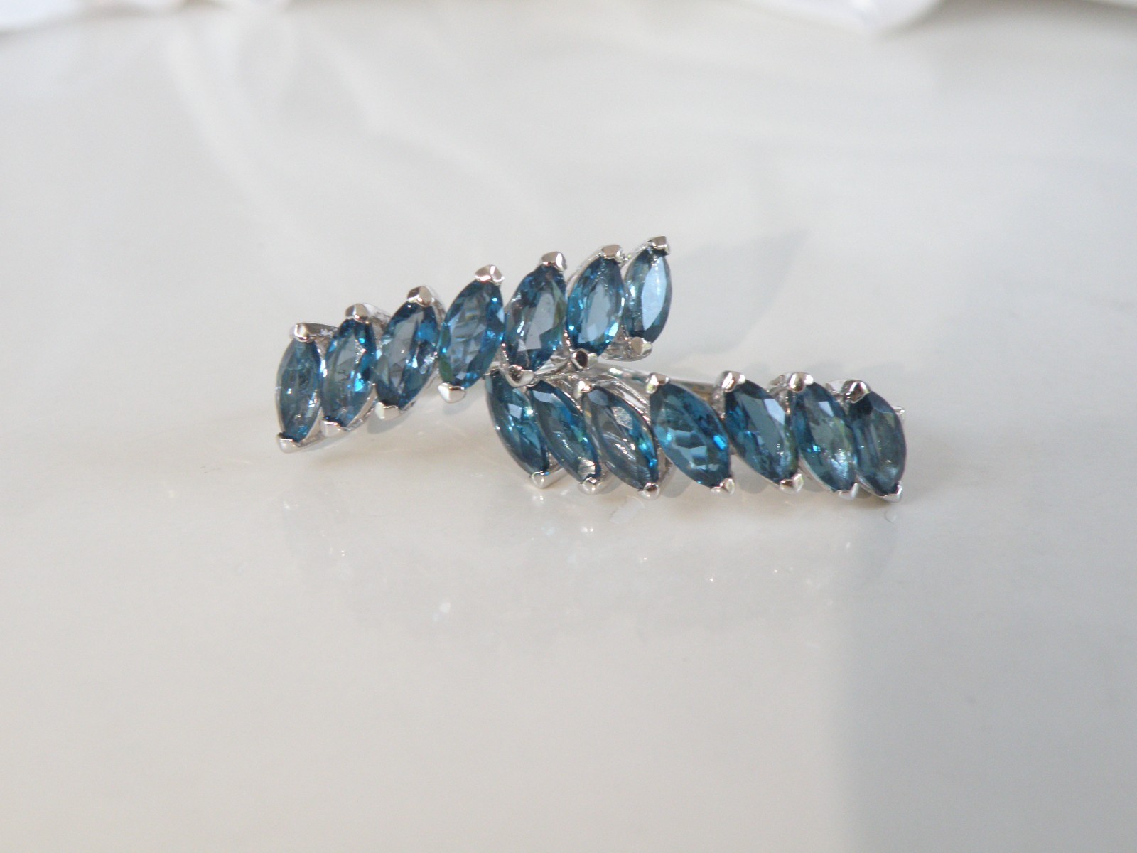 Vintage Sterling Silver 925 Natural Heated London Blue Topaz Dangle Earrings