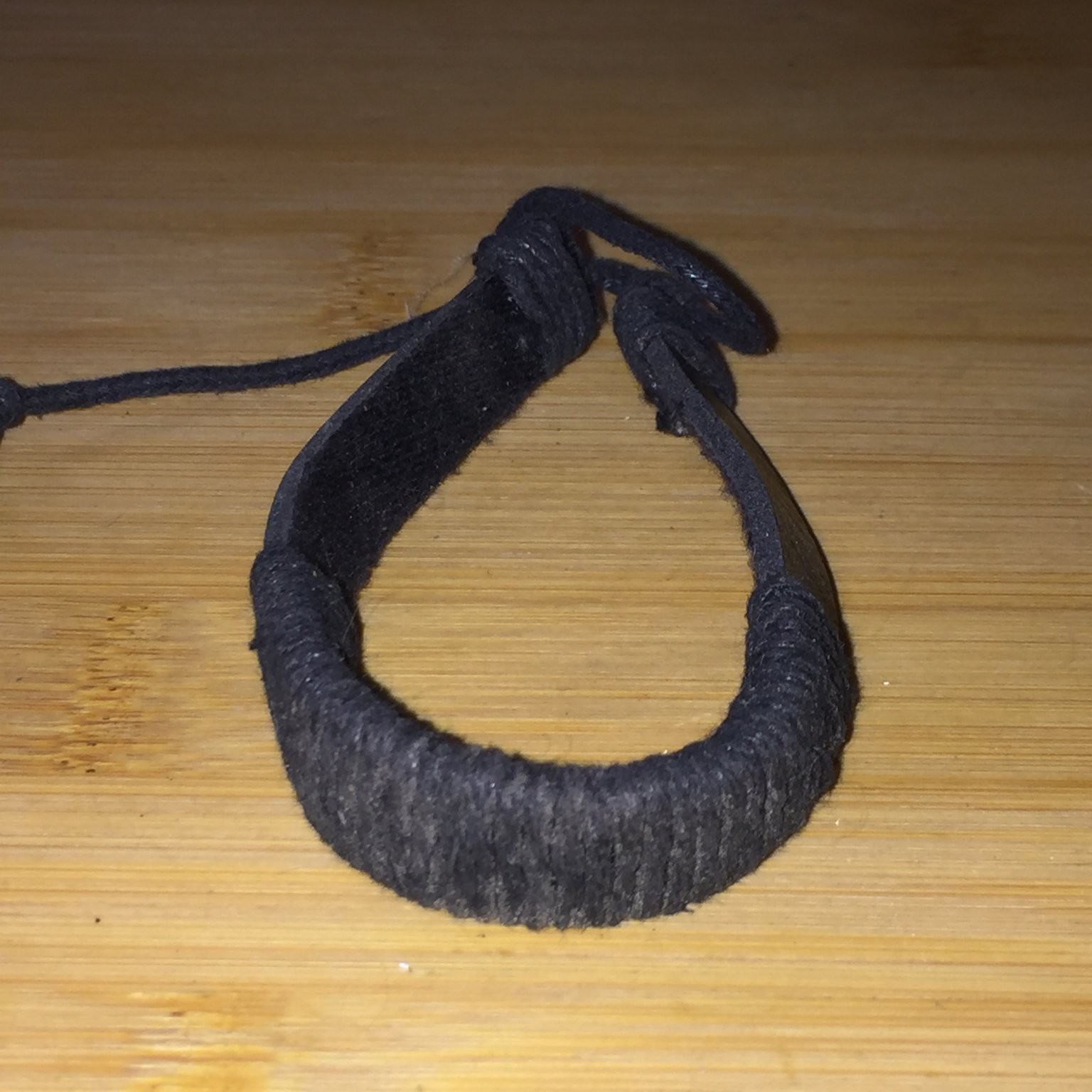 Black Leather Cord Wrap Bracelet Adjustable Tie Handmade Boho Unisex