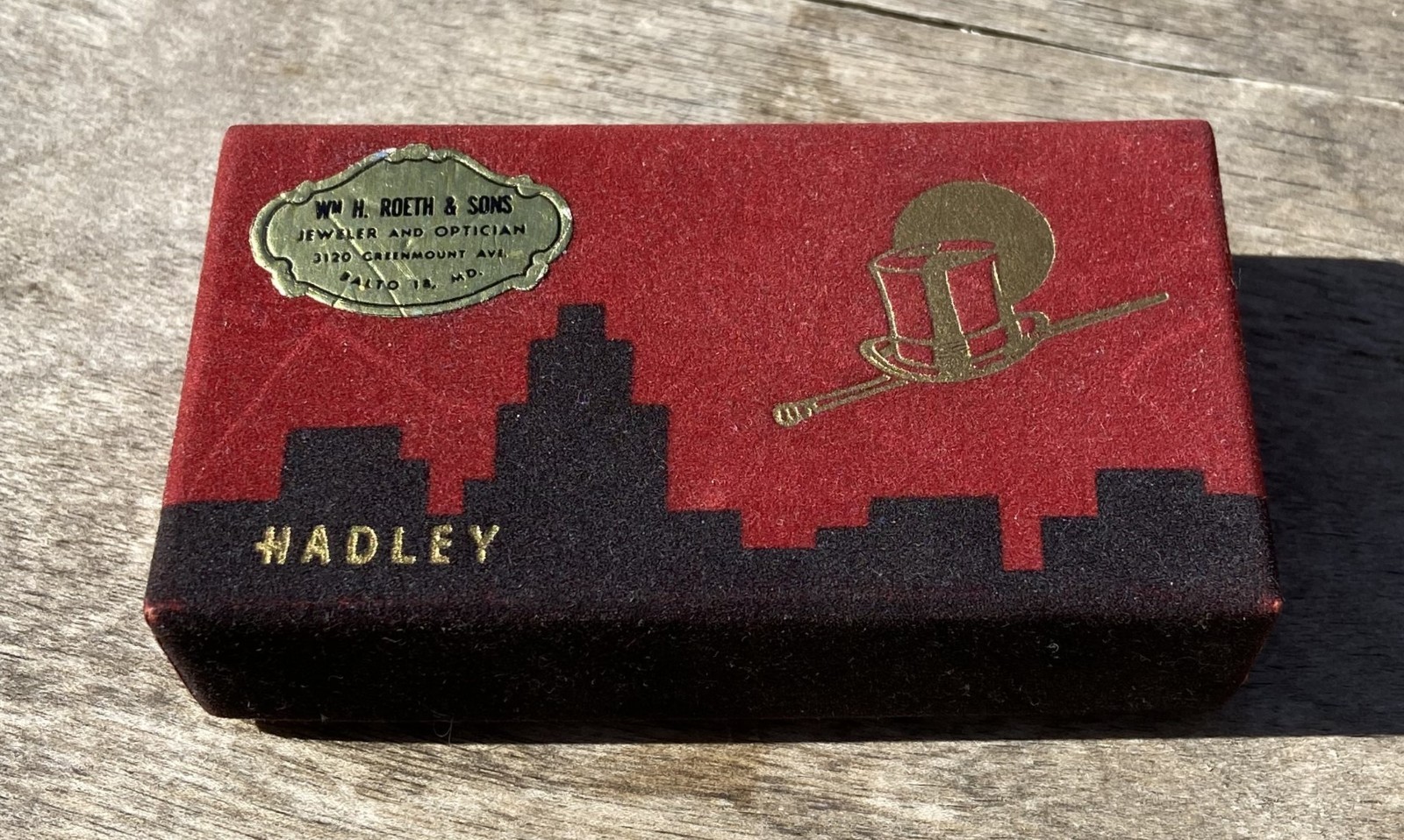 Vintage HADLEY Simulated Red Gemstone Cufflinks Original Box & Jeweler’s Label