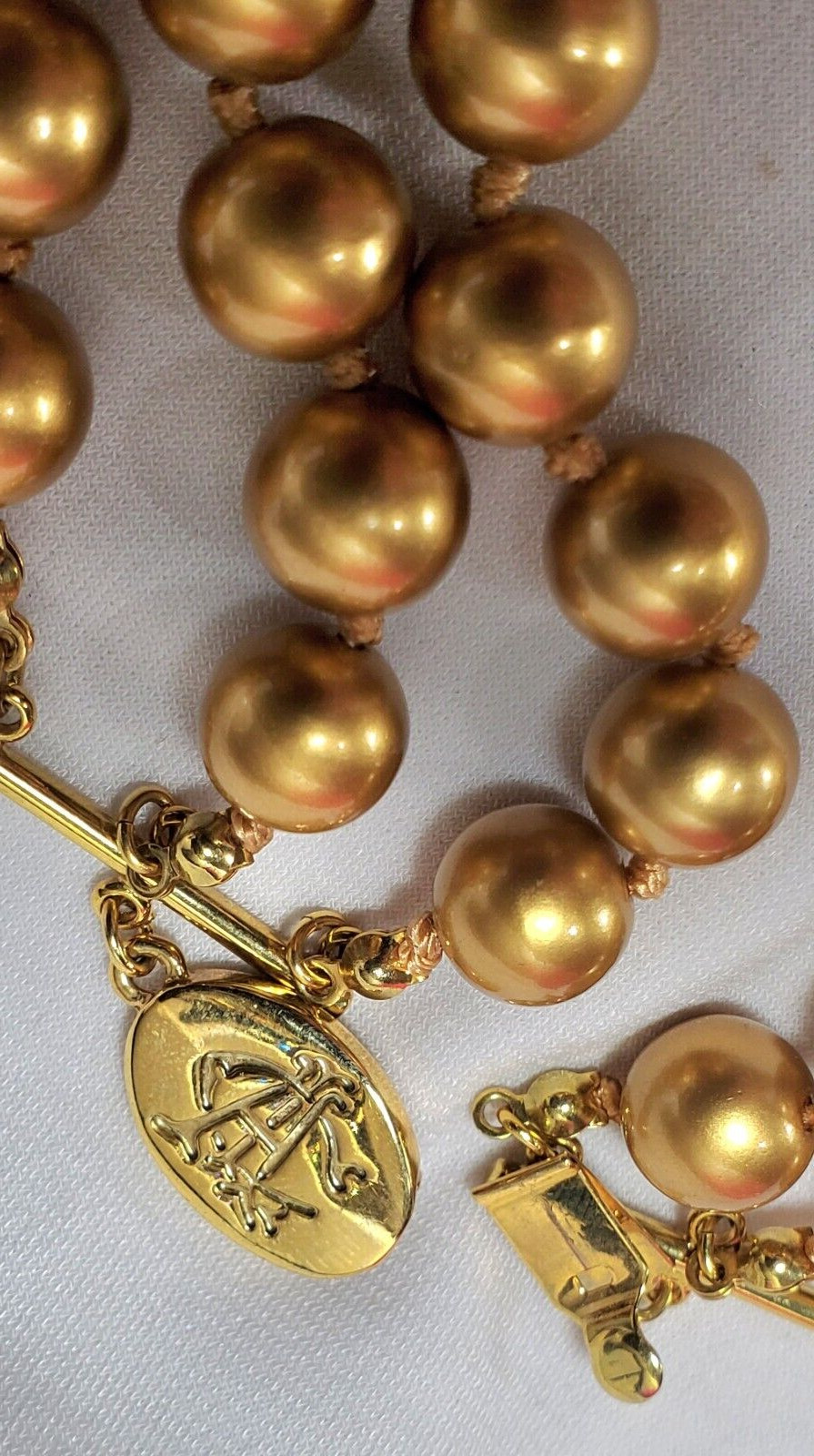 Vintage Gold Yellow Signed Multi Stranded Bead Necklace 18″