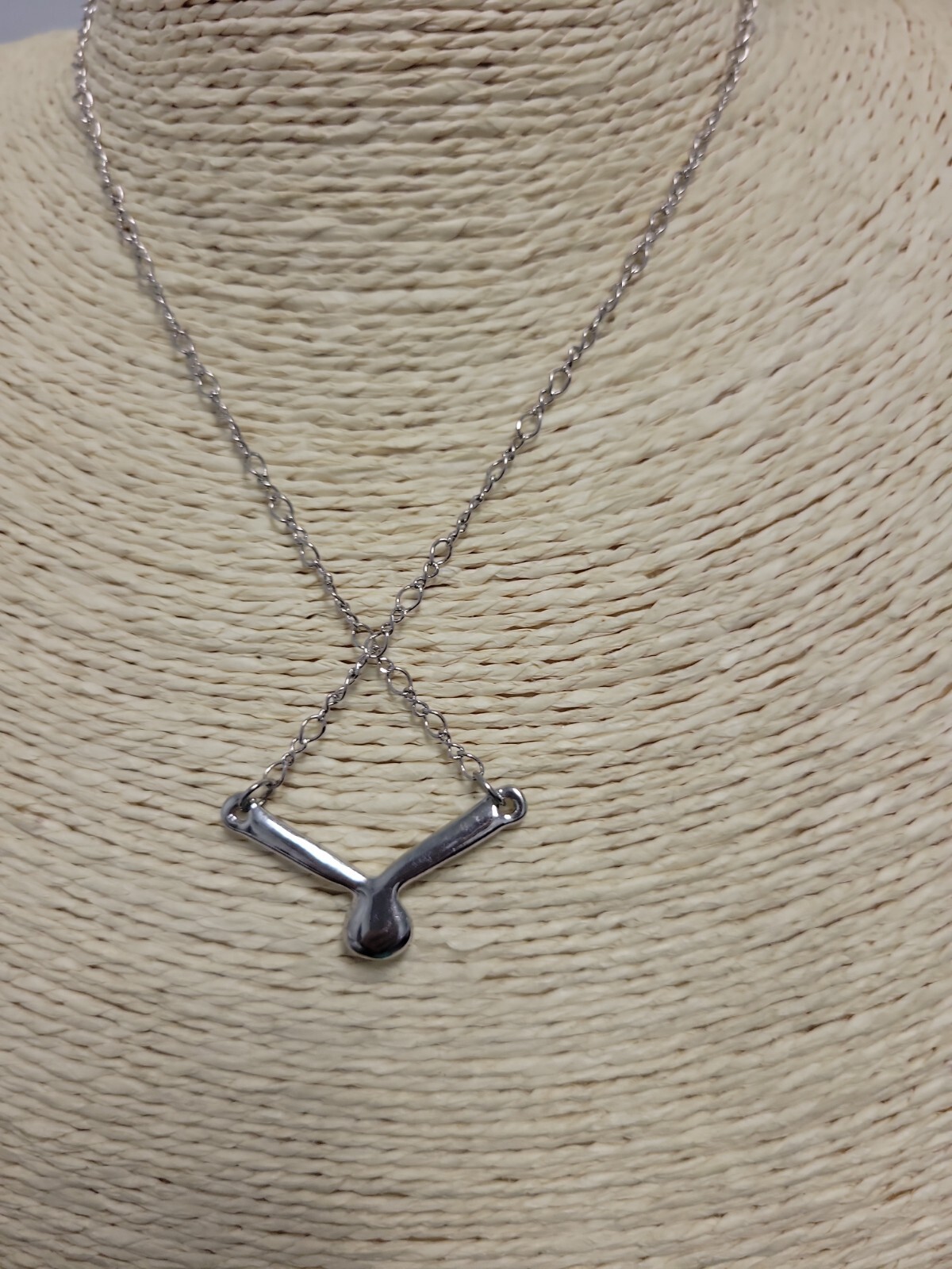 Silver Tone Solitaire Rhinestone Pendant Necklace 16 inches with 3 inch Extender