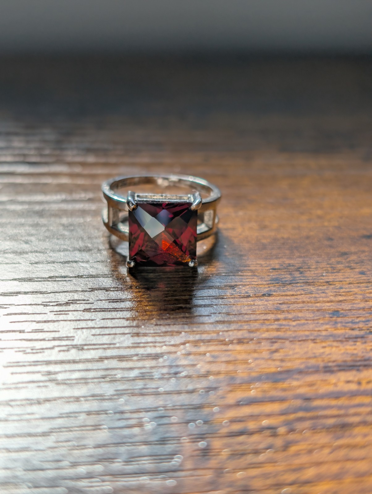 Sterling Silver 7Grams DBJ Dee Berkley Jewelry Garnet Red CZ Square Cut Ring S8