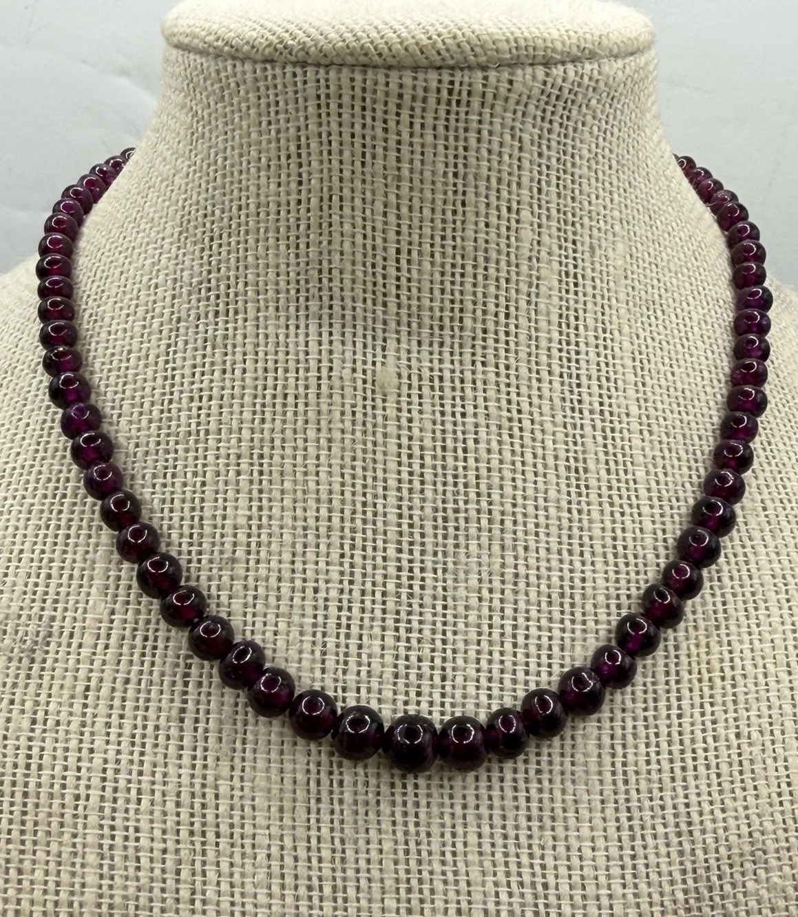 14k Yellow Gold Clasp Deep Dark Purple Amethyst Hand Knotted Strand Necklace