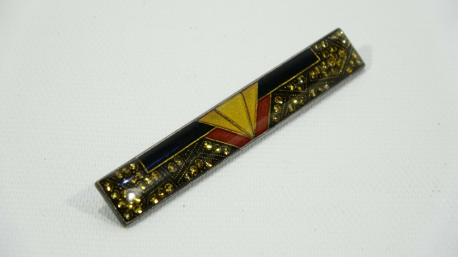 Art Deco Style Enamel Bar Pin With Safety Clasp Lapel Pin – Gold & Black Colors