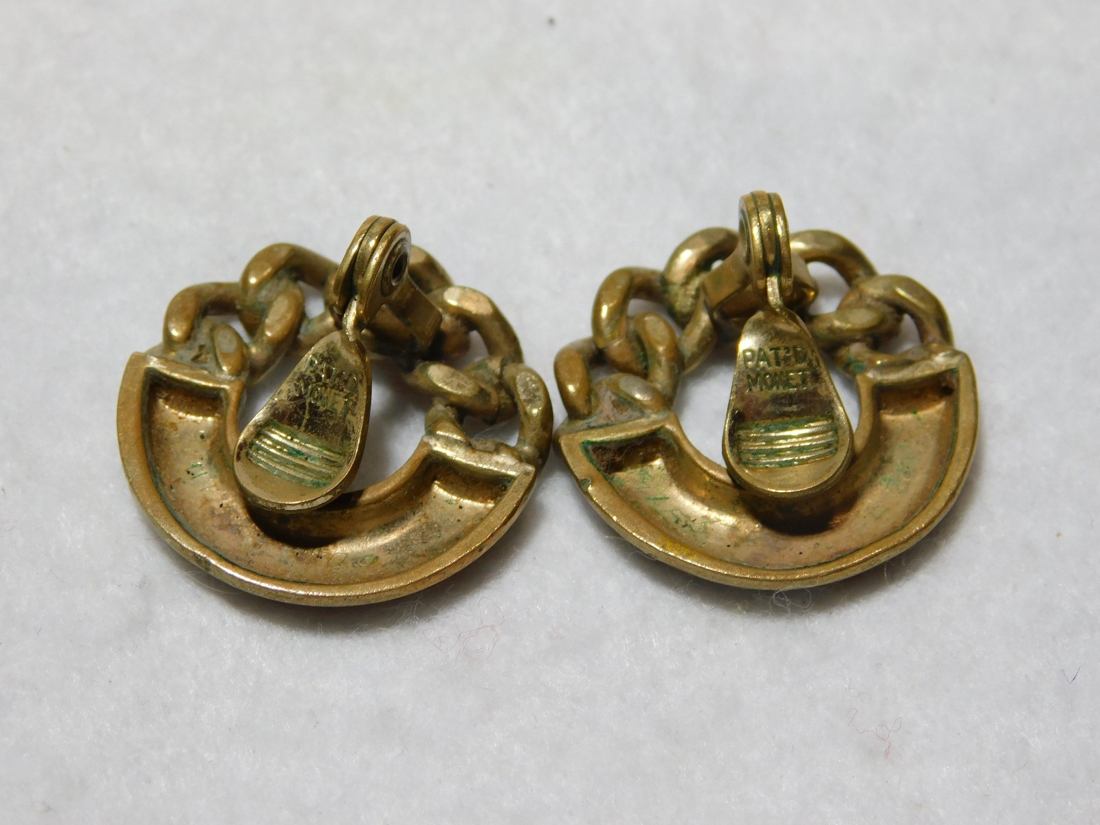 Pair of Pat D Monet Gold Tone Clamp On Earrings from An Estate Auction