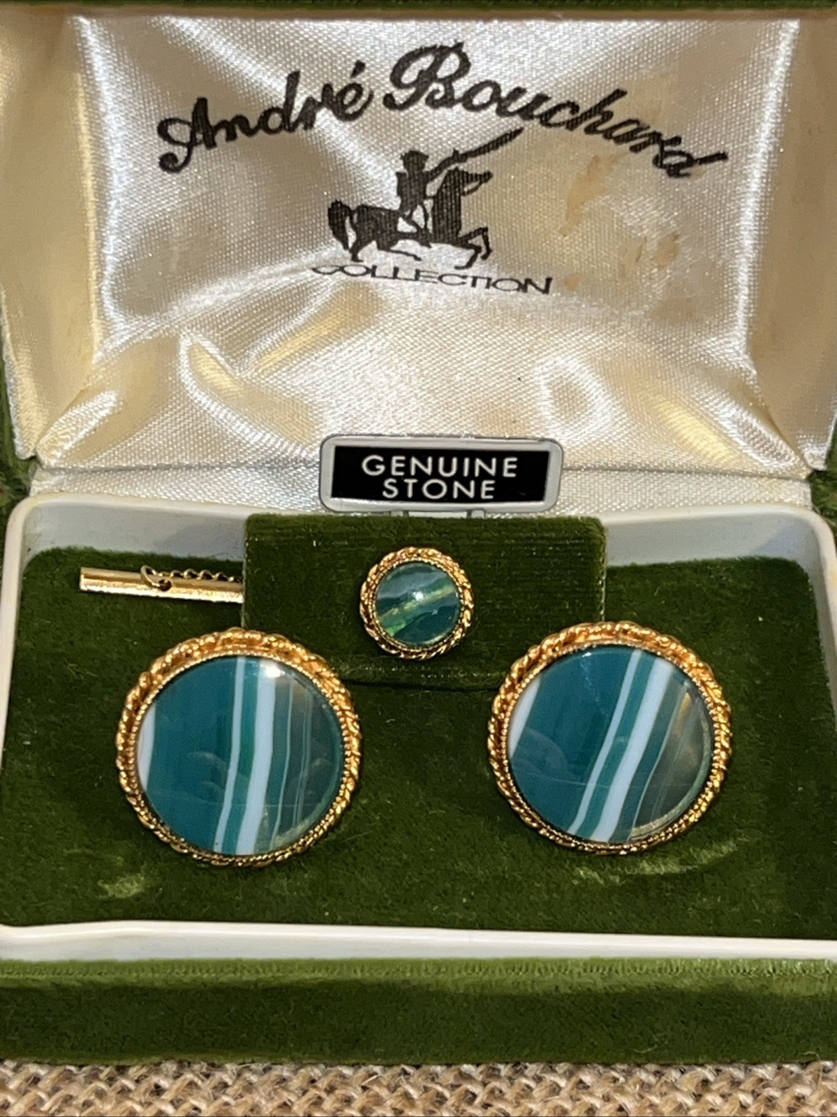 HADLEY Andrea Bouchard Collection Cufflinks & Tie Tack Set VINTAGE