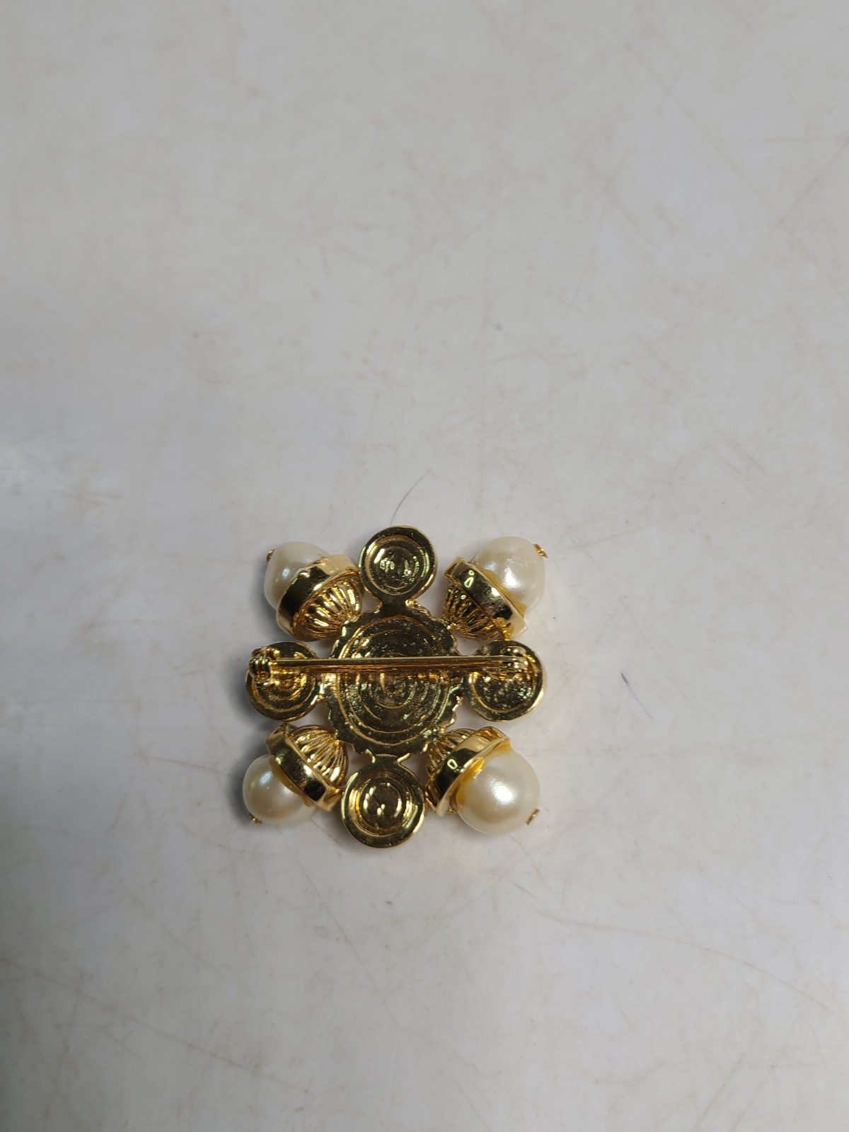Vintage Signed 1 1/2 Inch St. John Pearl Maltese Cross Brooch