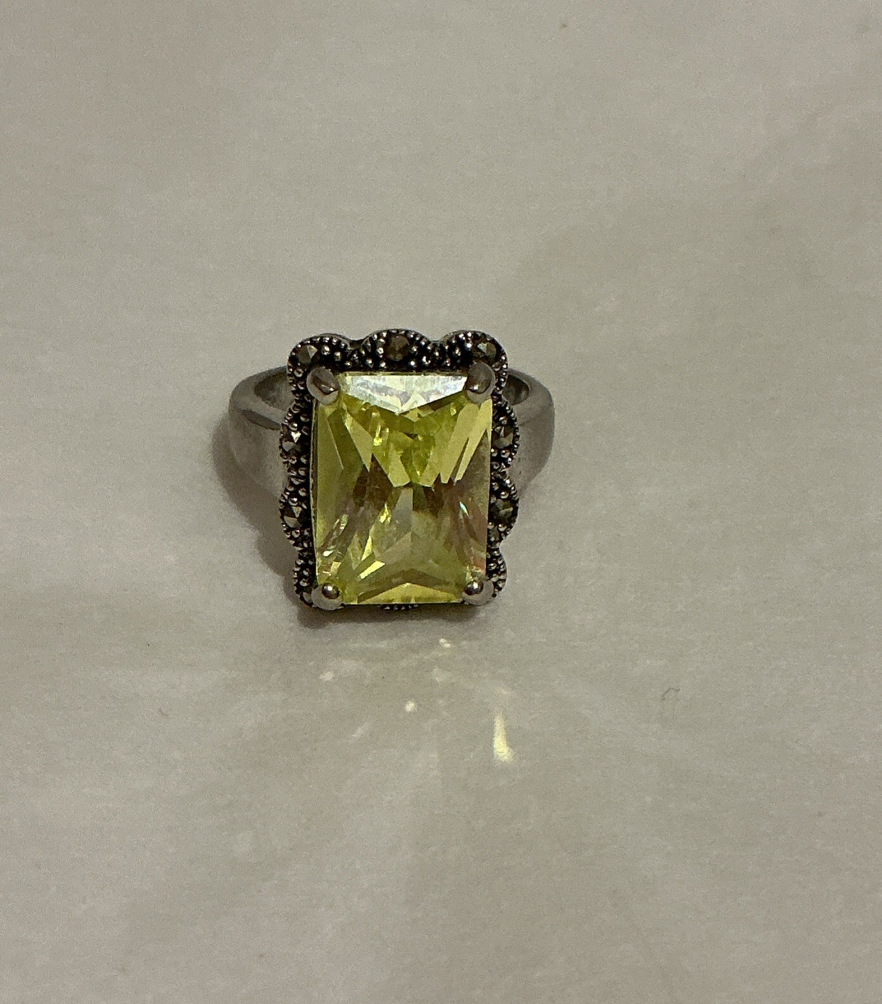 Vintage DBJ 925 Sterling Lemon Quarts Cocktail Ring Size 7