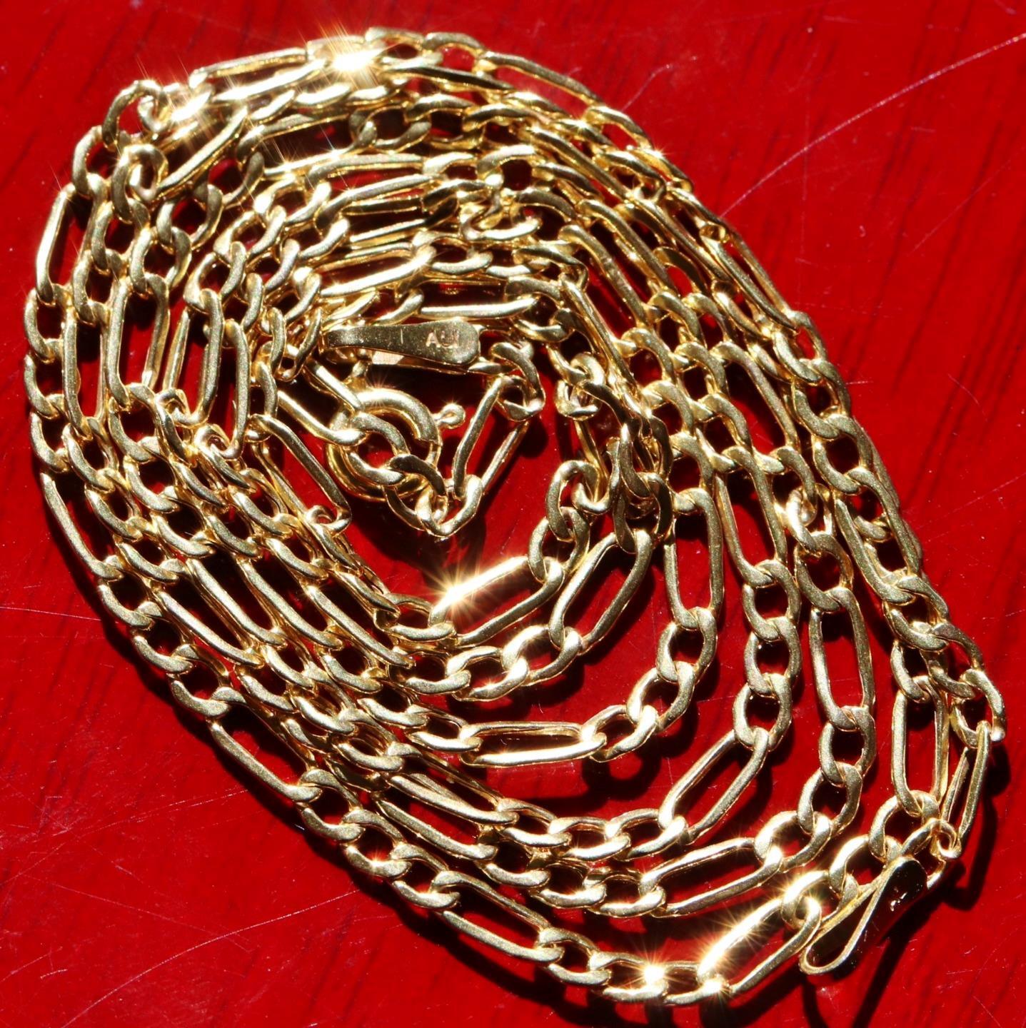 10k yellow gold necklace 24.0″ Figaro link chain vintage handmade 2.23gr
