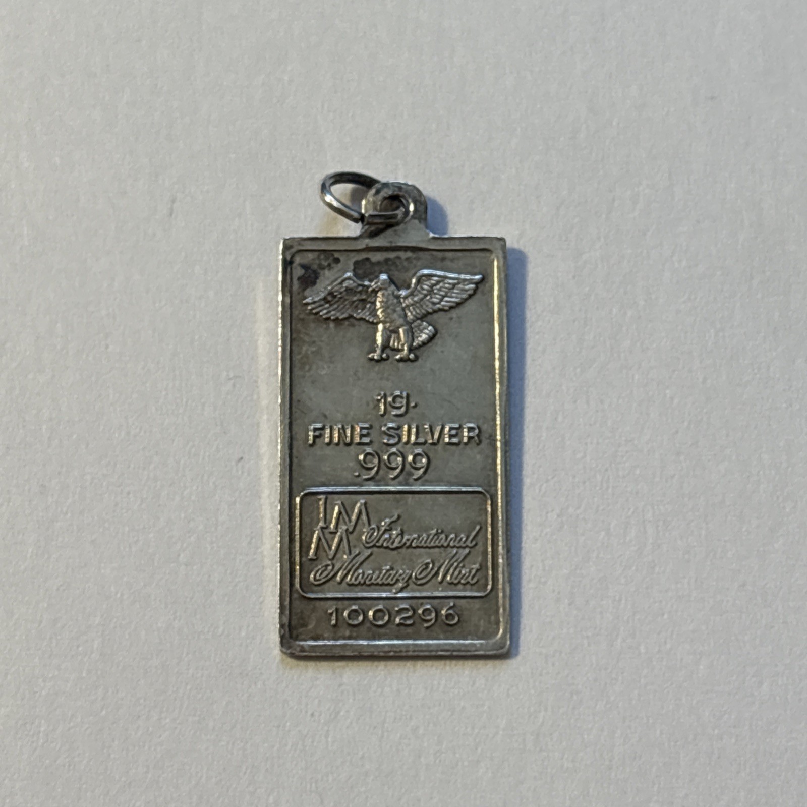 Vintage Sterling Silver .999 IMM Eagle Bar Charm Bullion Style 1.03g