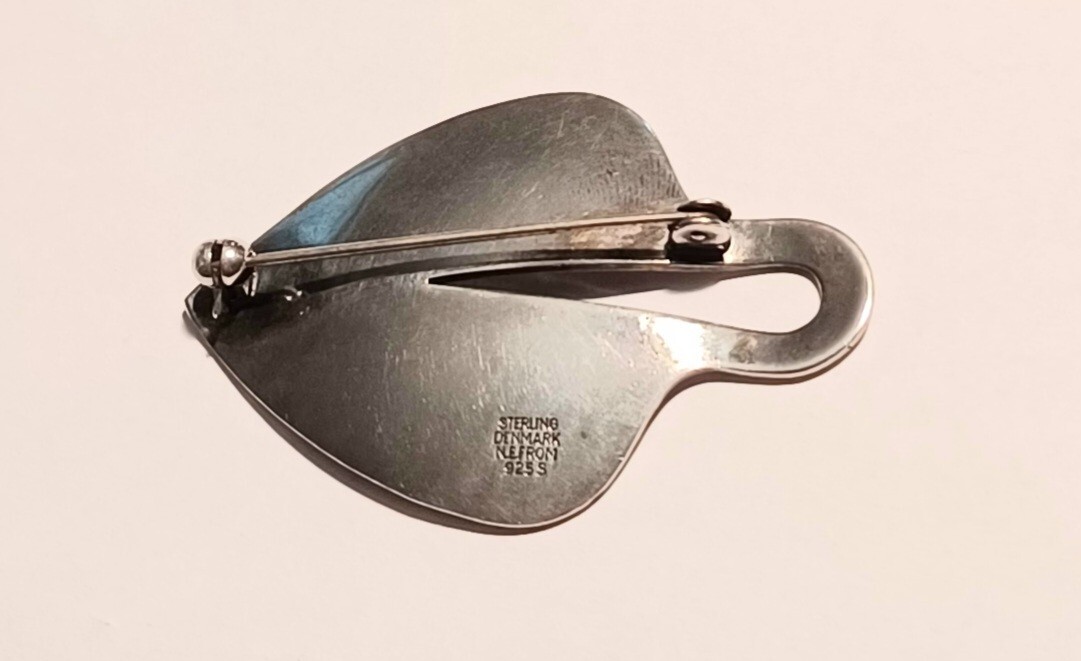 N.E From Denmark Sterling Leaf Pin