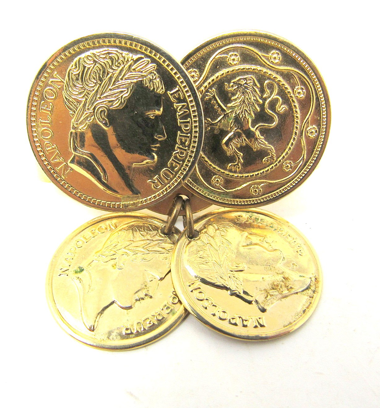 Scarf Clip Sarah Cov Faux Napoleon Coins Gold Tone Slide Coventry 1 1/2 inch WW