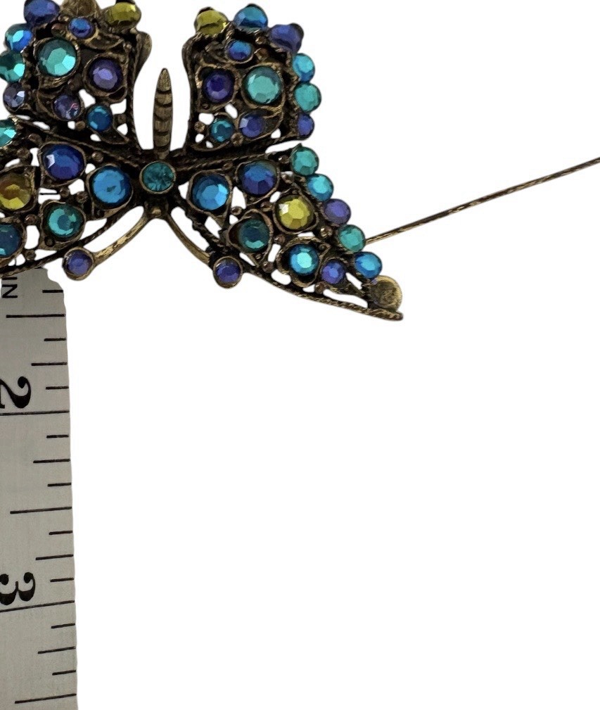 Chico’s Butterfly Pin/Brooch with Blue and Purple And Yellow Stones