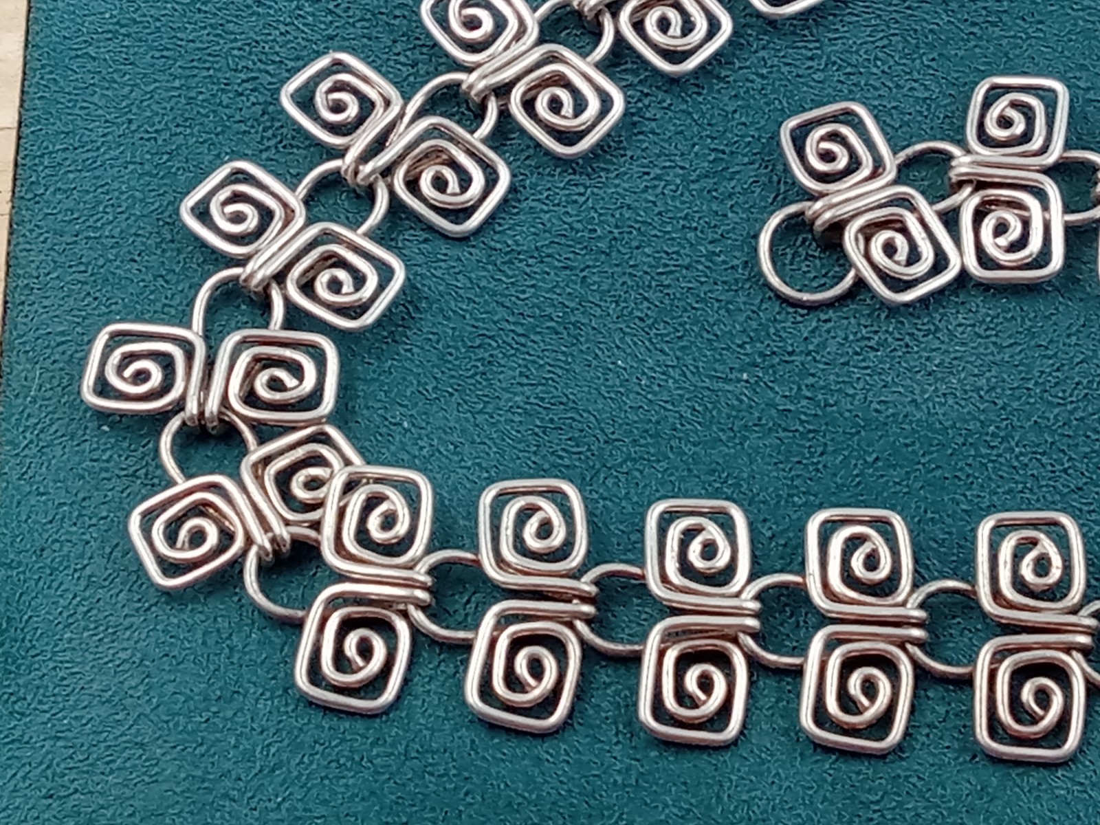 16.5″ Artisan Greek key Design Sterling Silver Necklace w. Hook Clasp – 40 grams