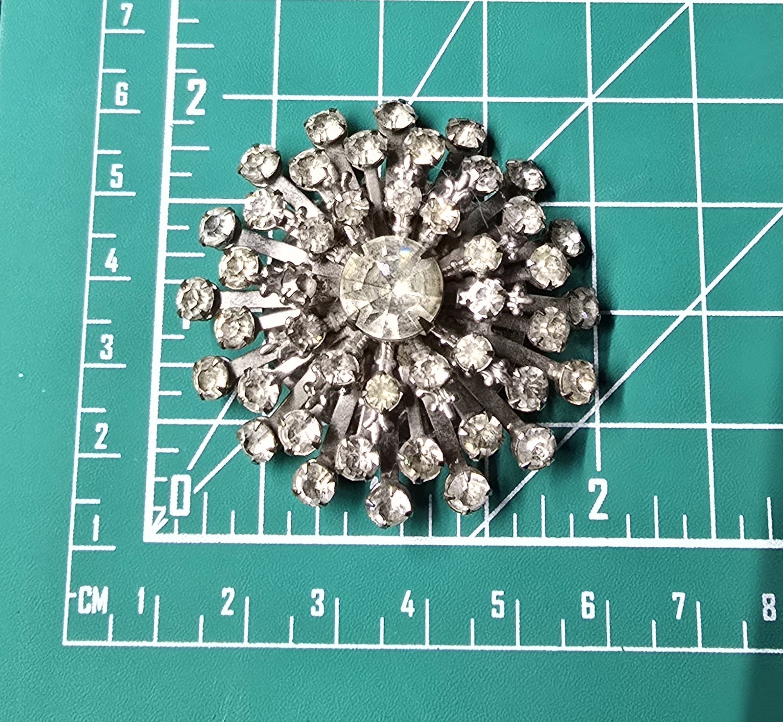 Vintage Brooch Pin 1930s 1950s Prong Rhinestones