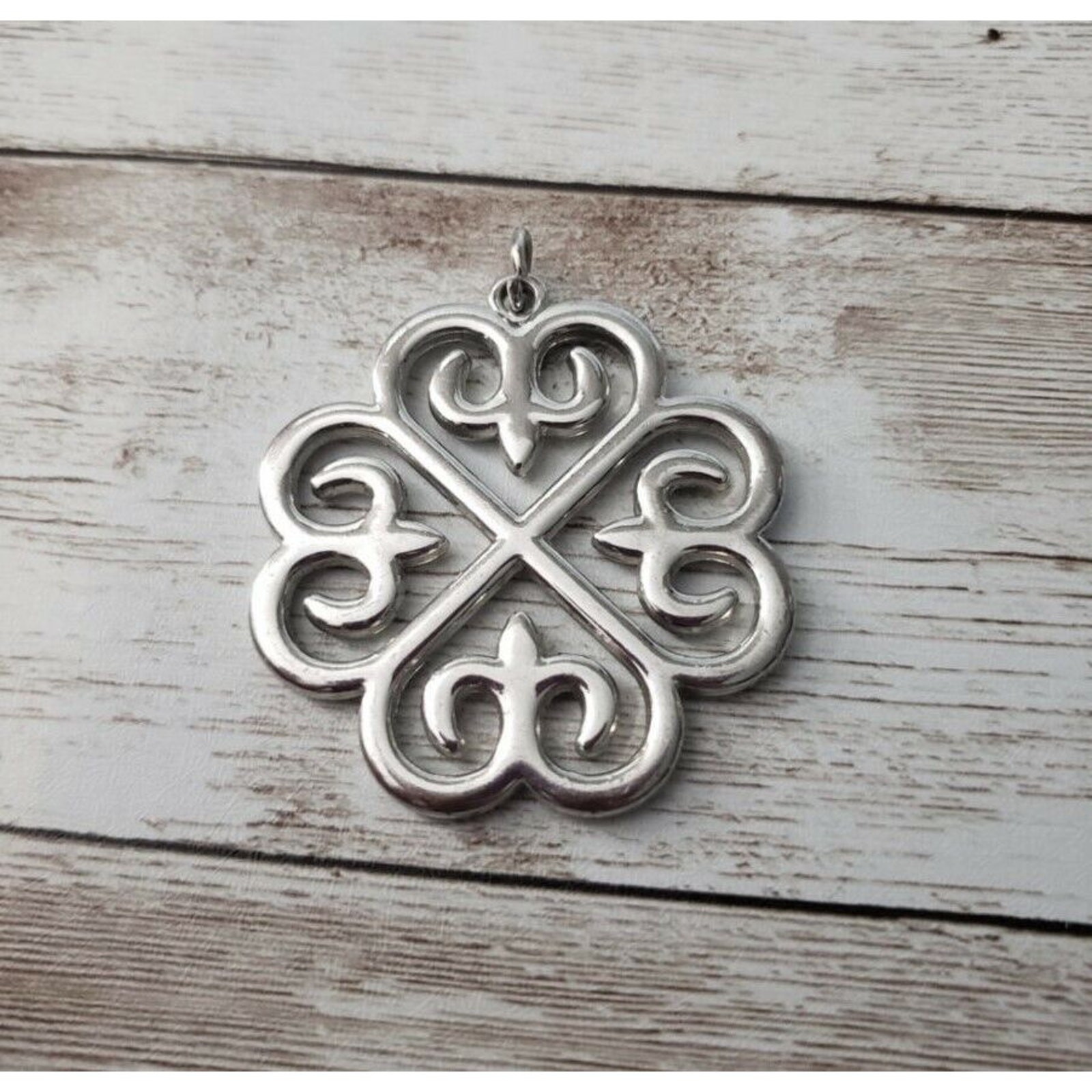 Vintage Pendant – Large Silver Tone Celtic Style – No Chain Included