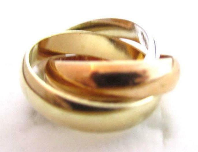 Vintage Tri-Color Trinity Rolling Band Ring *Yellow,White,Rose Gold Plated ESPO