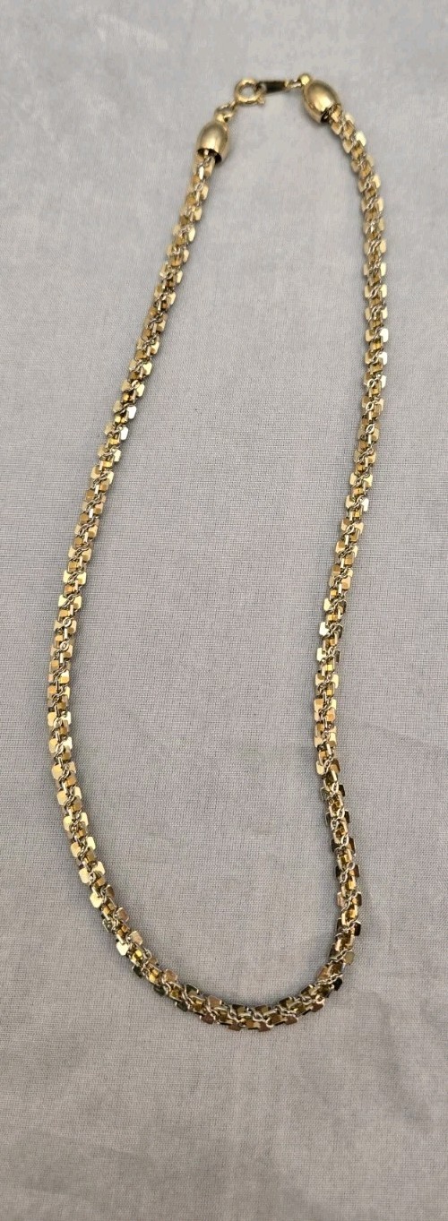 Mix Metal Multi Tone Twist Chain Linked Vintage 16.5 in Choker Necklace