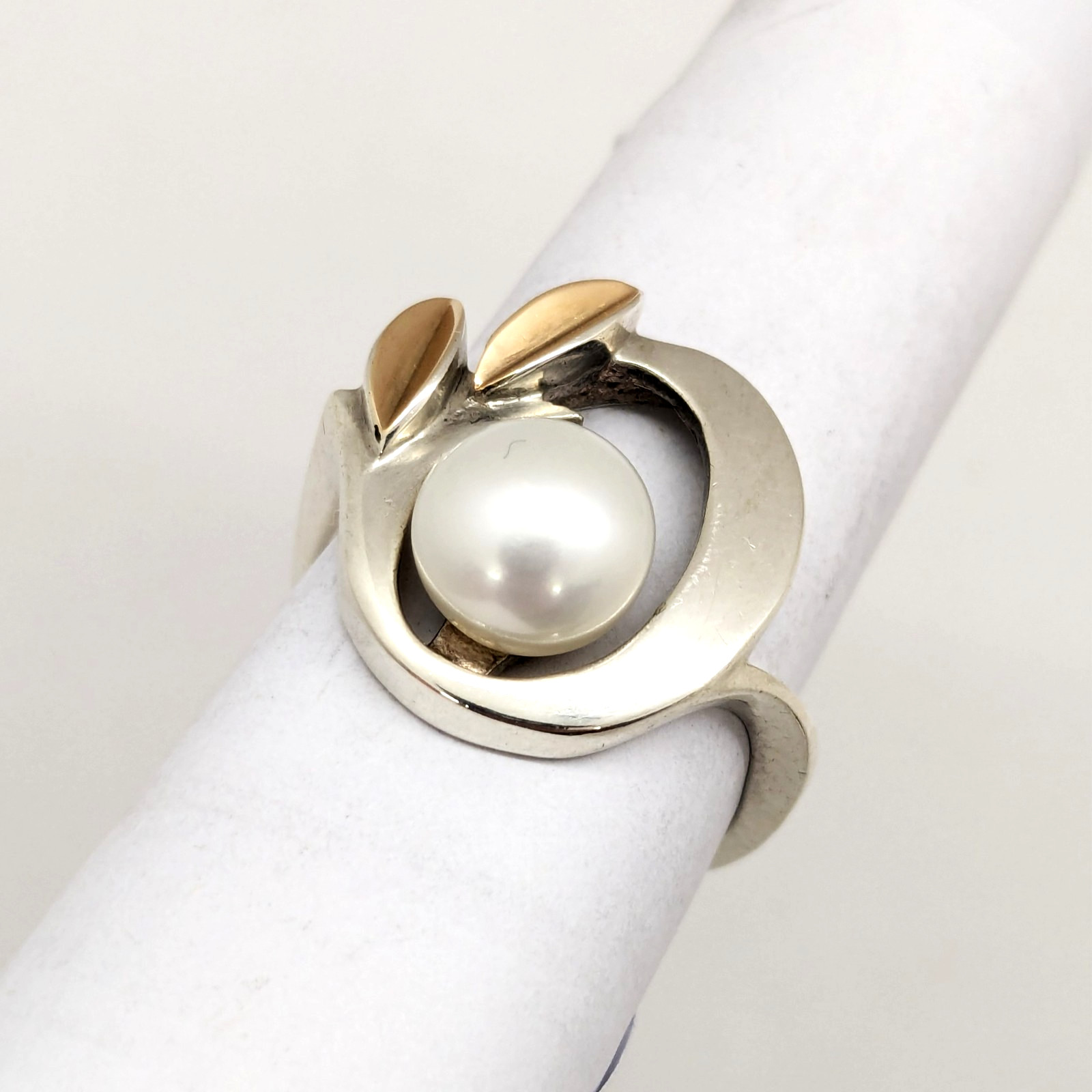 Vintage Luxury RING Silver 875 with Gold Inlay 585 -size: 8US (18mm) -5.52g. #16