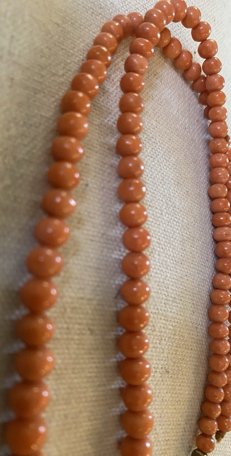 Vintage Orange Coral Graduated Beaded Necklace Broken Clasp Repair Rare 18”