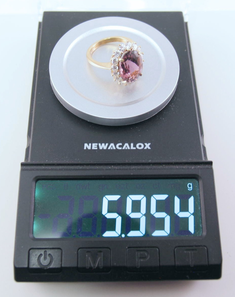 Vintage 18k Gold Lady’s 17 Stone Pink Tourmaline Diamond 6.65ctw Ring Size 5.75