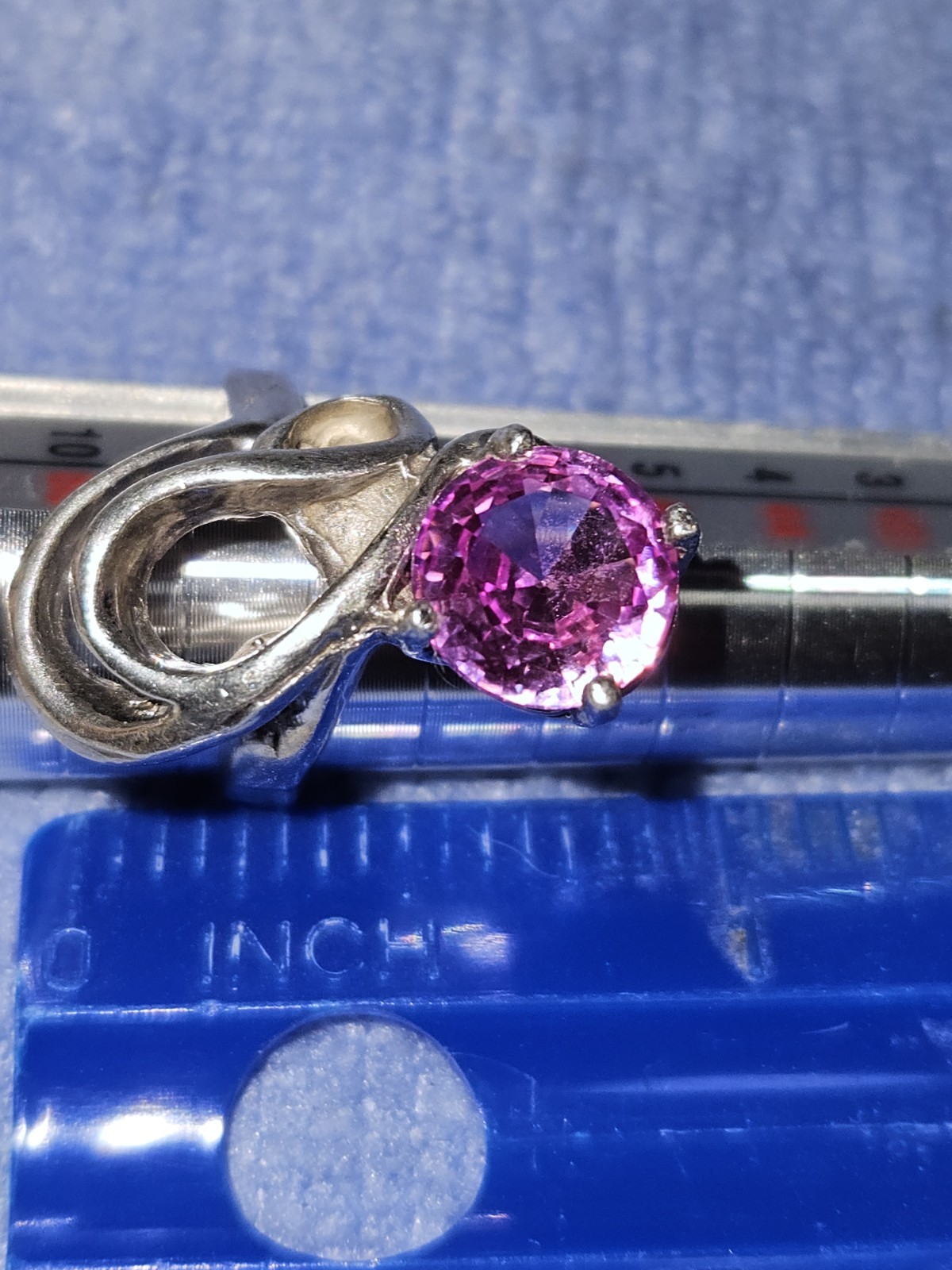 Beatiful & Vintage, Pink CZ 925 Silver Ring 8.2 g Sz 4.75