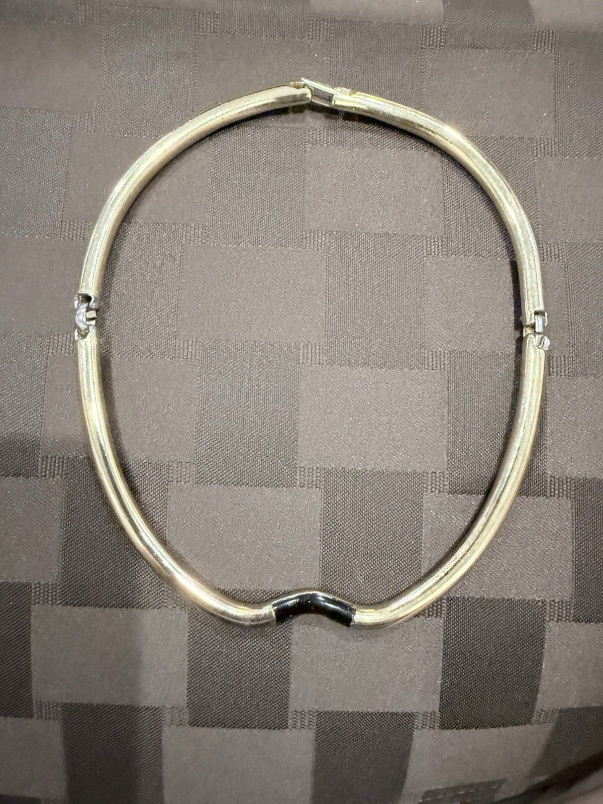 Vintage Heavy Gold Tone Mirror FINISH Hinged Wave Collar Choker Necklace – 68g