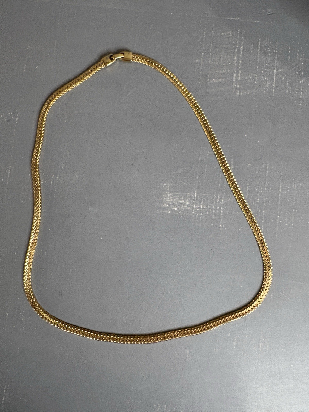 Vintage Napier Gold Tone Herringbone Chain Necklace 24” Wide 1cm